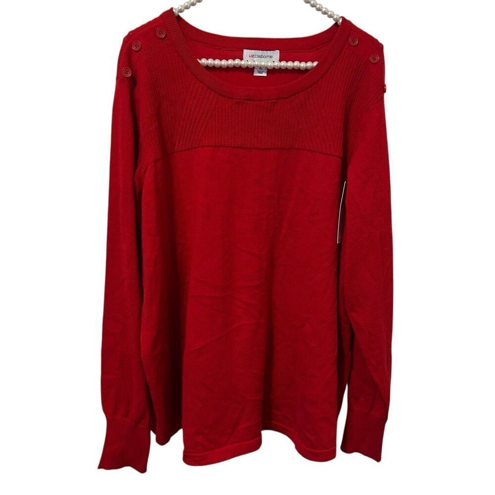 Liz Claiborne Women's Knit Sweater Red Size 2X NWT Office Holiday Mature Demur